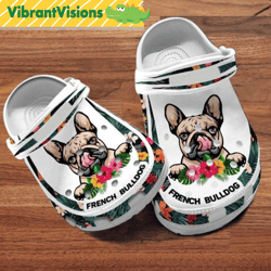 custom name french bulldog dog crocs