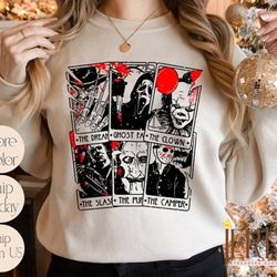 vintage horror movie tarot cards sweatshirt, halloween horror movie hoodie, scary halloween party sweatshirt, halloween