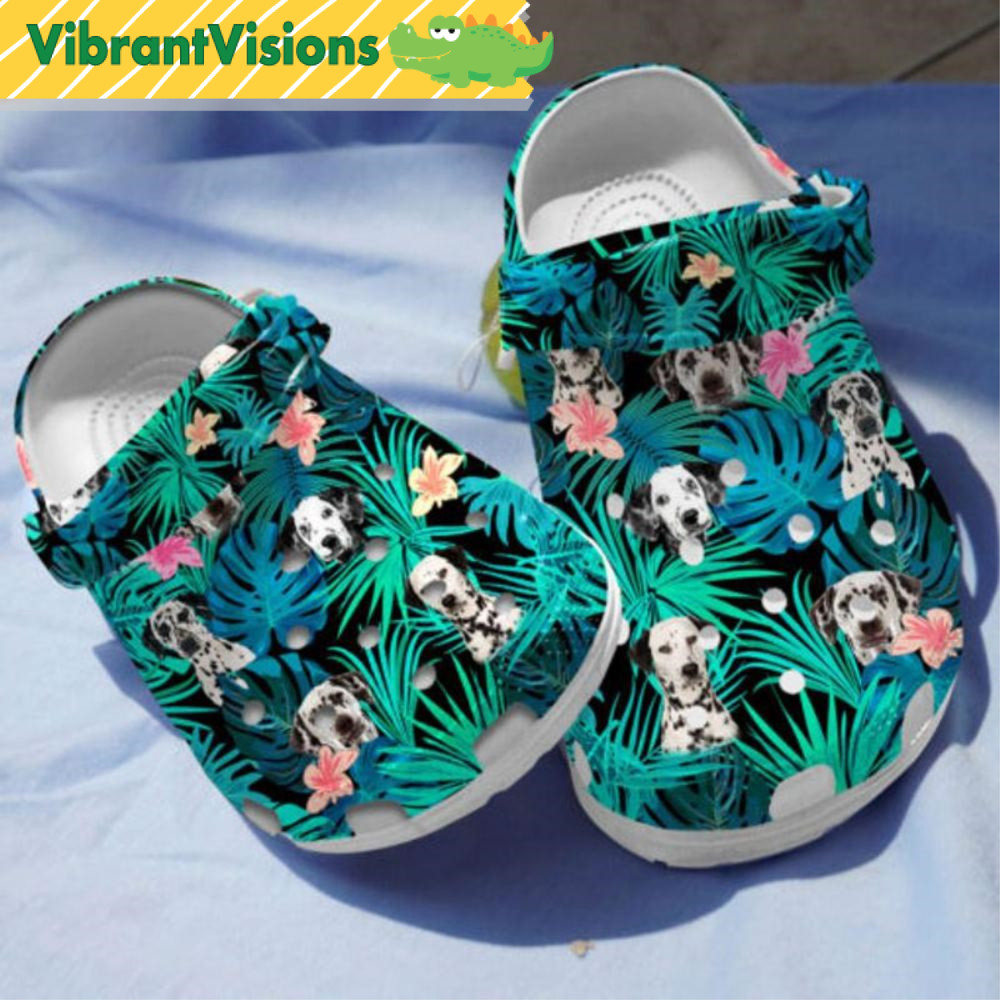 Dalmatian Tropical Plants Dog Crocs - Discover Comfort And Style Clog Shoes With Funny Crocs.jpg