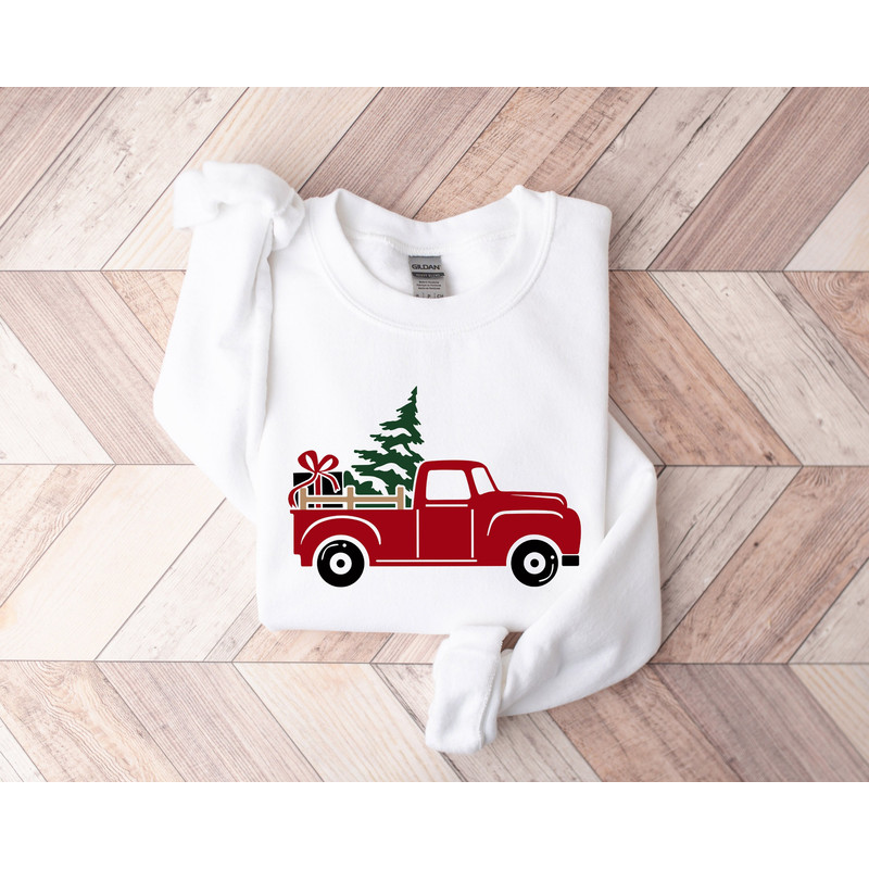 Christmas Red Truck Sweatshirt, Christmas Sweatshirt, Merry Christmas Truck Hoodie , Funny Christmas Sweat,Christmas Gift, Christmas Present.jpg