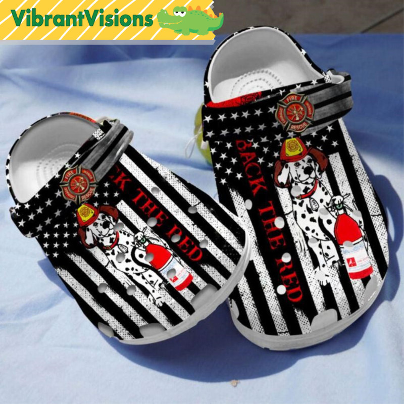 Dogs Firefighter American Flag Crocs - Discover Comfort And Style Clog Shoes With Funny Crocs.jpg