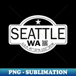 New Vintage Travel Location Qr Seattle WA - Instant PNG Sublimation Download - Enhance Your Apparel with Stunning Detail