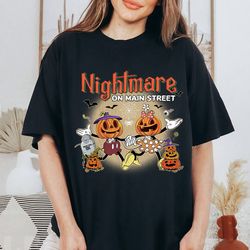 vintage mickey minnie mouse halloween pumpkin shirt mickey minnie nightmare on mainstreet shirt wdw spooky season tric