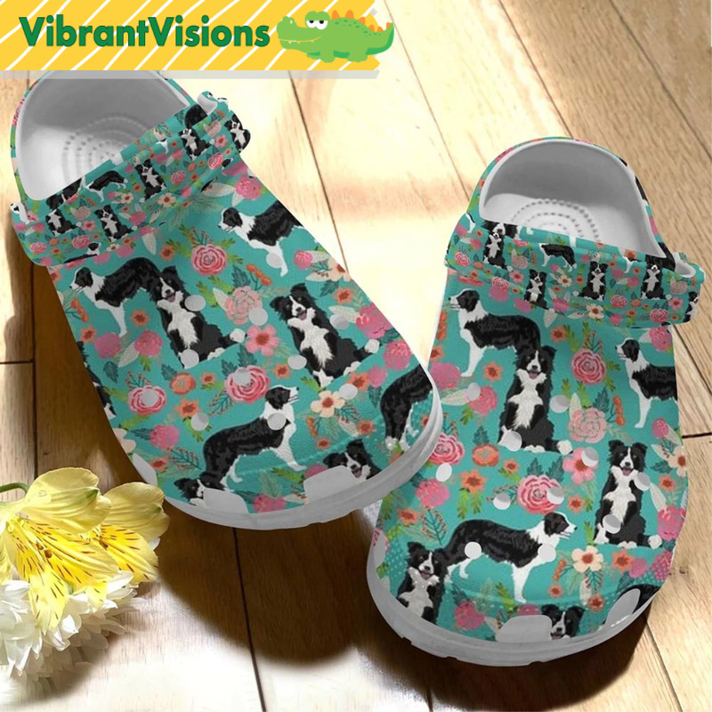 Floral Border Collie Gifts Crocs - Discover Comfort And Style Clog Shoes With Funny Crocs.jpg