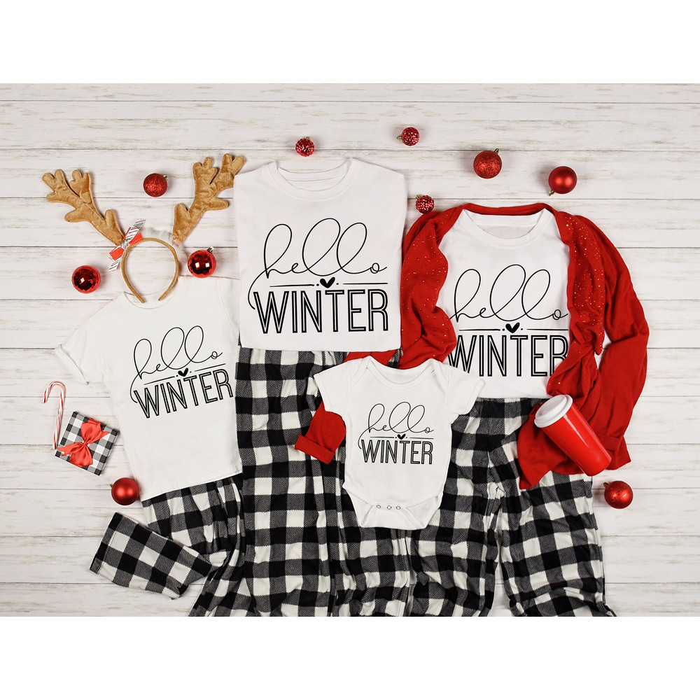 Hello Winter Shirt, Finally Winter, Winter Season Shirts, Christmas Shirt, Hot Cocoa Season, Hello Snowy Day Shirt, Family Winter Shirt.jpg