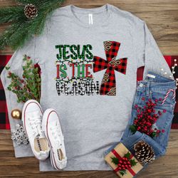 jesus the reason for the season shirt,merry christmas shirt, christmas family shirt,christmas gift,cross shirt,leopard s