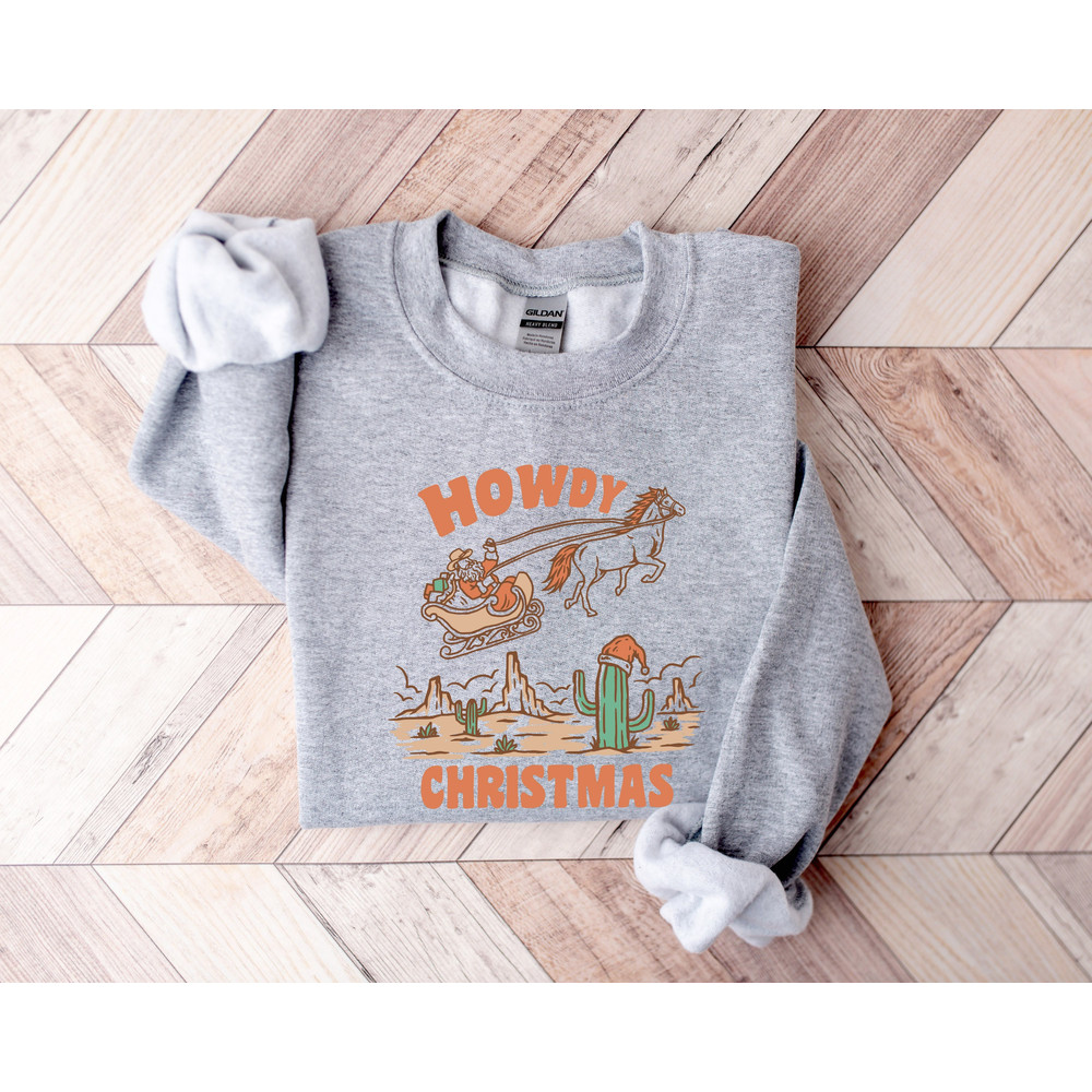 Santa Howdy Christmas Sweatshirt, Retro Western Cowboy Howdy Christmas Graphic Tee, Western Christmas Shirt, Cowboy Christmas Shirt.jpg
