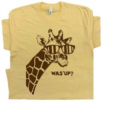 giraffe t shirt funny graphic shirt for women kids youth men vintage cute animal tee saying witty fun zoo awesome novelt