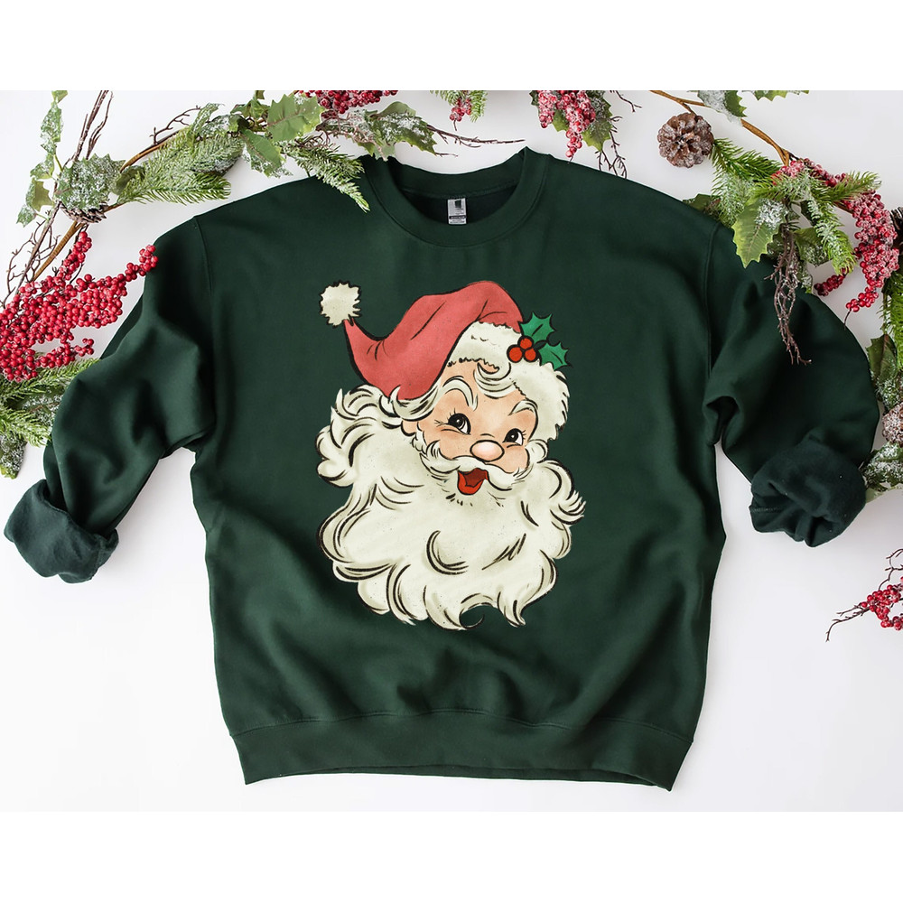 Christmas Santa Head Sweatshirt, Santa Claus Shirt, Merry Xmas Tee, Ho Ho Ho Santa Shirt, Retro Santa Shirt, Classic Christmas Sweatshirt 1.jpg