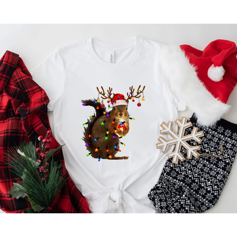 Christmas Squirrel Lights Shirt, Christmas Shirt, Funny Christmas Shirt, Christmas Gift Shirt, Christmas Gift For Her, Cute Squirrel Shirt.jpg