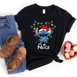 custom stitch shirt, stitch christmas shirt, stitch party shirt, stitch santa shirt, disney christmas shirt, stitch shir