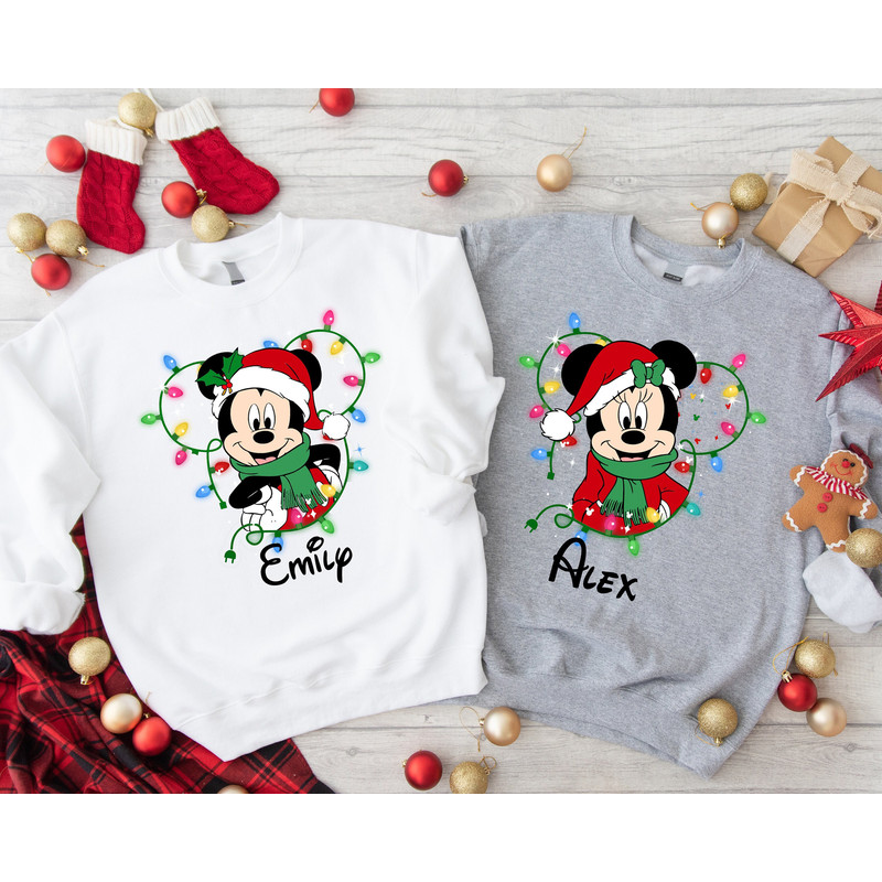 Disney Couples Mickey and Minnie Mouse Christmas Lights T-Shirt, Mickey's Very Merry Xmas Party Sweatshirt, Goofy Pluto Christmas Sweatshirt.jpg