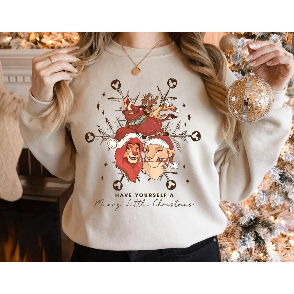 Disney Lion King Characters Group Christmas Shirt, Simba Timon Pumbaa Christmas Sweatshirt, Disneyland Christmas, Disneyworld Christmas.jpg