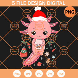 axolotl christmas gaming , axolotl wearing santa hat