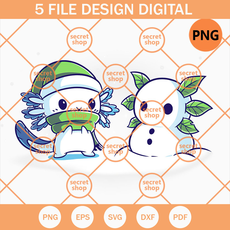 Axolotls Making Snow Friends PNG, Snow Man Leaves PNG, Cute Snow Friends PNG - SVG Secret Shop.jpg