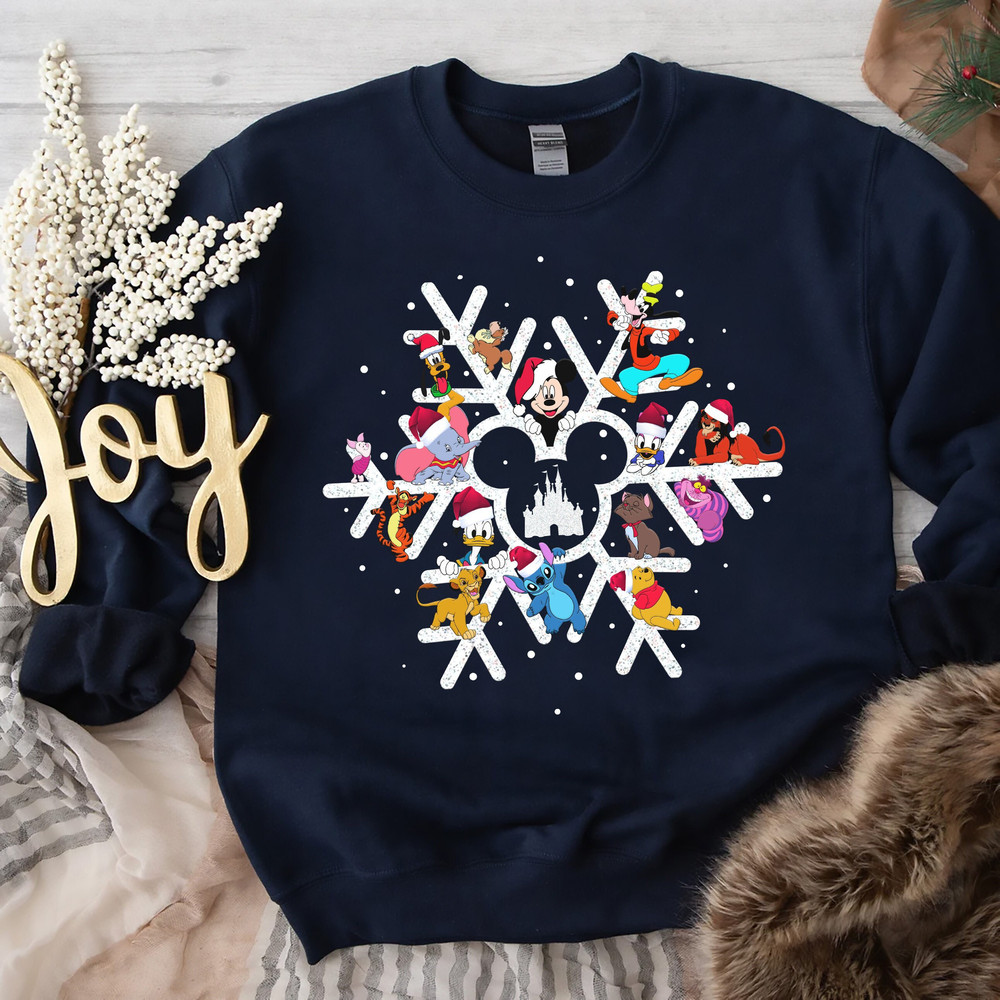 Disney Snow Flake Sweatshirt, Matching Christmas Shirt, Snowflake Disney Shirt, Disney Christmas Shirt, Mickey Minnie and Friends Sweatshirt.jpg