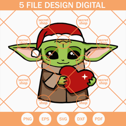 baby yoda with heart christmas svg, baby yoda svg, star wars svg, christmas star wars svg