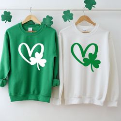shamrock heart sweater, lucky sweatshirt, st patrick's day sweat, irish sweatshirt, st patty's day tee
