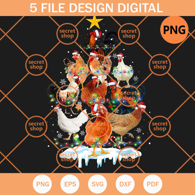 Chicken Christmas Tree Lights PNG, Holiday Bling Bling PNG, Happy Christmas Night PNG - SVG Secret Shop.jpg