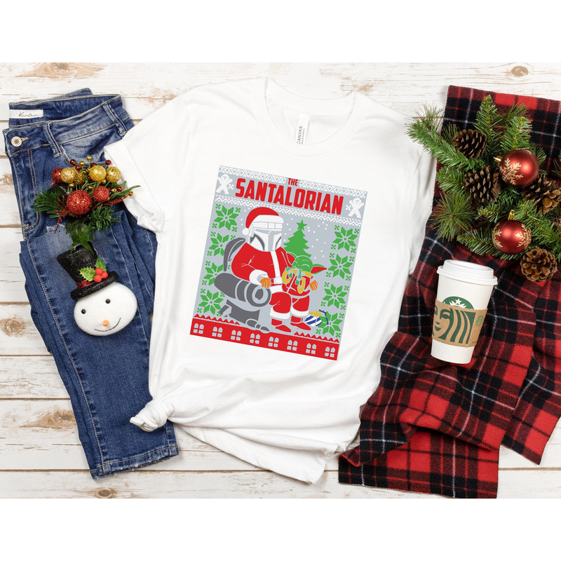 Santalorian Christmas Shirt, Dadalorian Christmas Shirt, Christmas Star Wars Shirt, Santa Star Wars Shirt, Baby Yoda Christmas Shirts.jpg