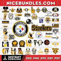 50 files pittsburgh steelers team bundle svg, pittsburgh steelers svg, nfl teams svg, nfl svg, png, dxf, eps, instant do
