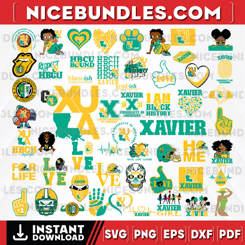 56 Files Xavier University Team Bundles Svg, Xavier University SVG, HBCU Team svg, Mega Bundle, Designs, Cricut, Cutting File, Vector Clipart, Digital Download