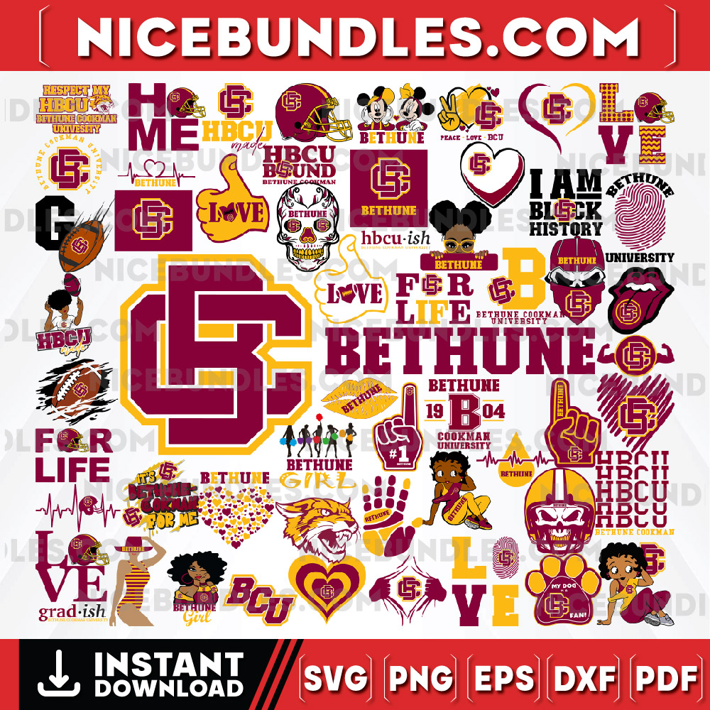 57 Files Bethune Cookman Team Bundles Svg, Bethune Cookman SVG, HBCU Team svg, Mega Bundle, Designs, Cricut, Cutting File, Vector Clipart, Digital Download-spor