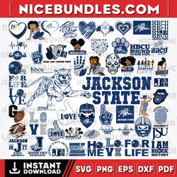 57 files jackson state team bundles svg, jackson state svg, hbcu team svg, mega bundle, designs, cricut, cutting file, v