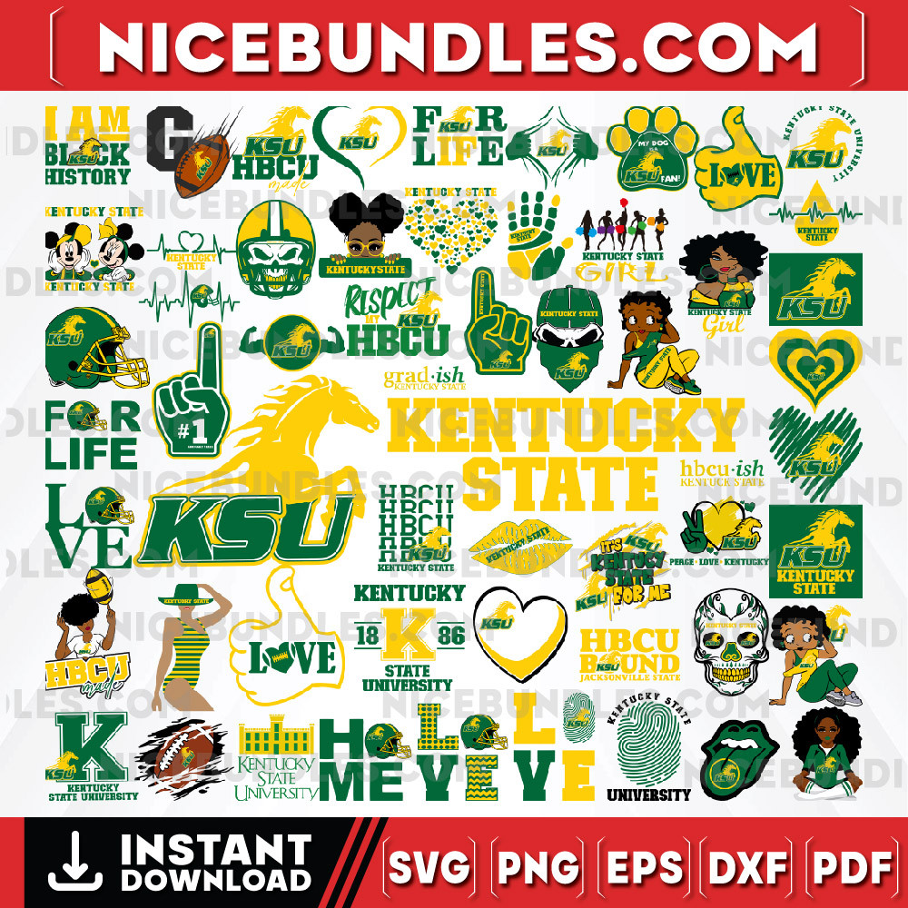 57 Files Kentucky State Team Bundles Svg, Kentucky State Svg, HBCU Team svg, Mega Bundle, Designs, Cricut, Cutting File, Vector Clipart, Digital Download-sport.