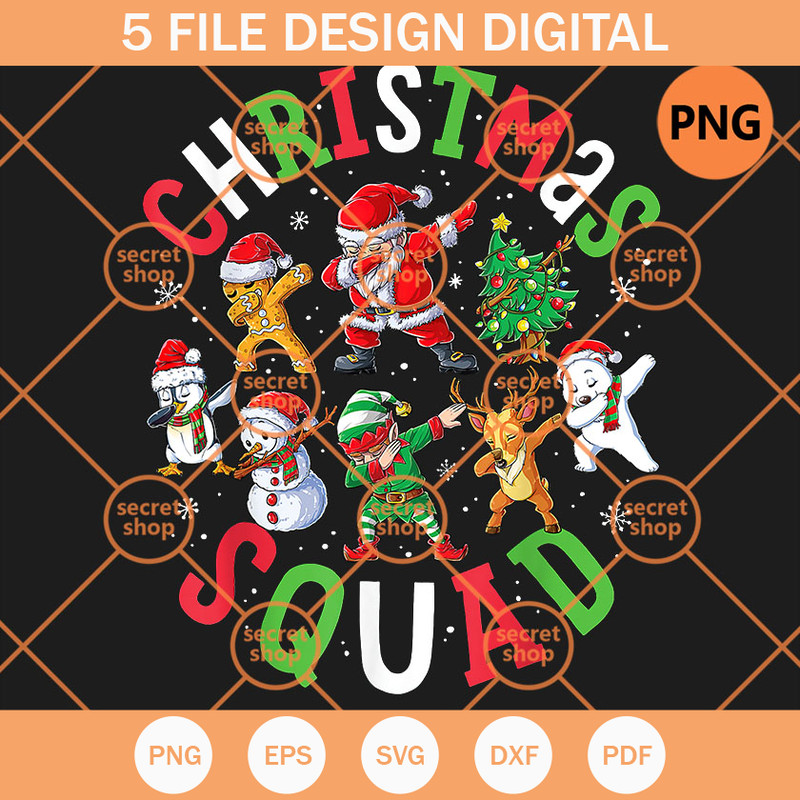 Christmas Squad PNG, Characters Dabbing Christmas PNG, Snowflakes Ornament PNG - SVG Secret Shop.jpg