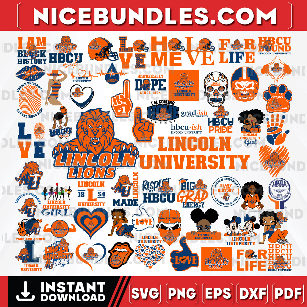 61 Files Lincoln University Team Bundles Svg, Lincoln University  svg, HBCU Team svg, Mega Bundle, Designs, Cricut, Cutting File, Vector Clipart, Digital Downlo