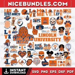 61 files lincoln university team bundles svg, lincoln university  svg, hbcu team svg, mega bundle, designs, cricut, cutt