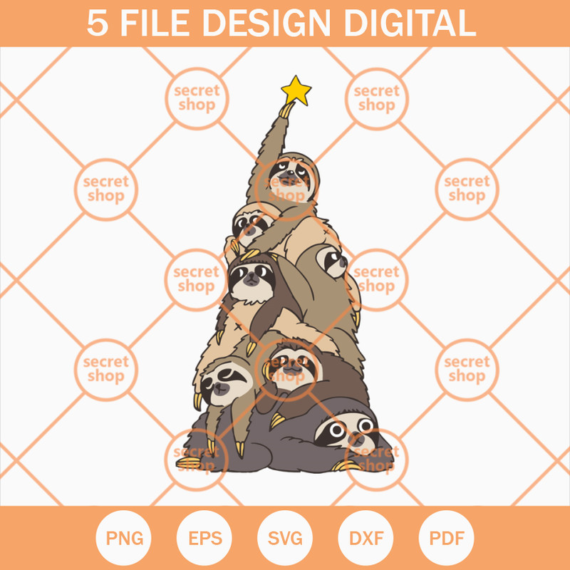 Christmas Tree Sloths SVG, Sloth Christmas Tree Xmas Lover SVG, Xmas Funny Sloth SVG - SVG Secret Shop.jpg