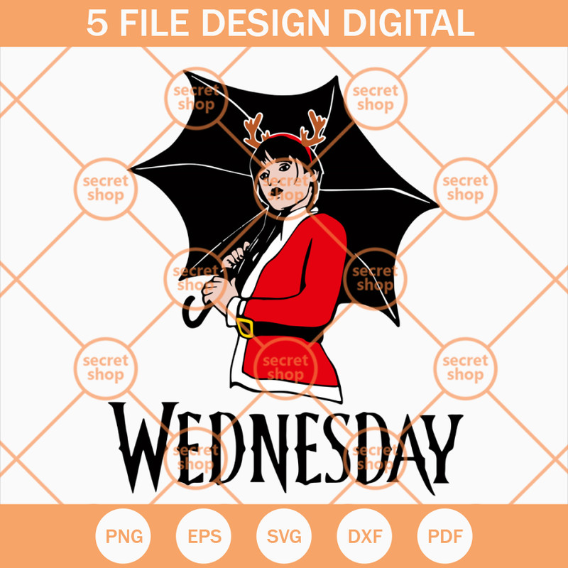 Christmas Wednesday Adam SVG, Wednesday Umbrella SVG, Christmas Holiday SVG - SVG Secret Shop.jpg