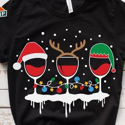christmas wine glass svg, cheers wine glass svg, santa hat svg, christmas wine svg, wine lover svg, holiday svg, christm