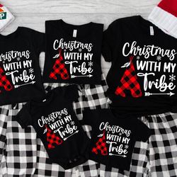 christmas with my tribe svg, buffalo plaid svg, merry christmas svg, tribe svg, tent svg, family christmas svg, family c