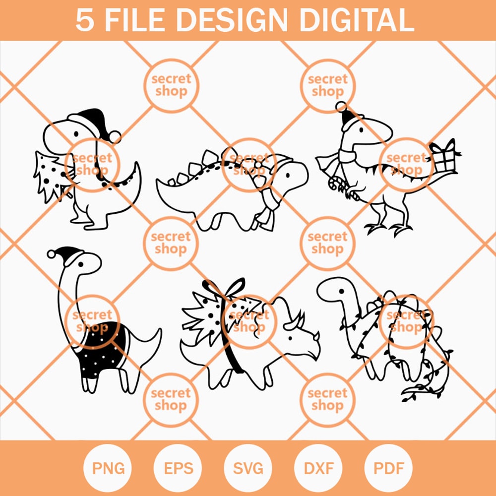 Dinosaur Christmas Bundle SVG, Holiday Bundle SVG, Dinosaur Design Bundle SVG, Christmas Bundle SVG - SVG Secret Shop.jpg