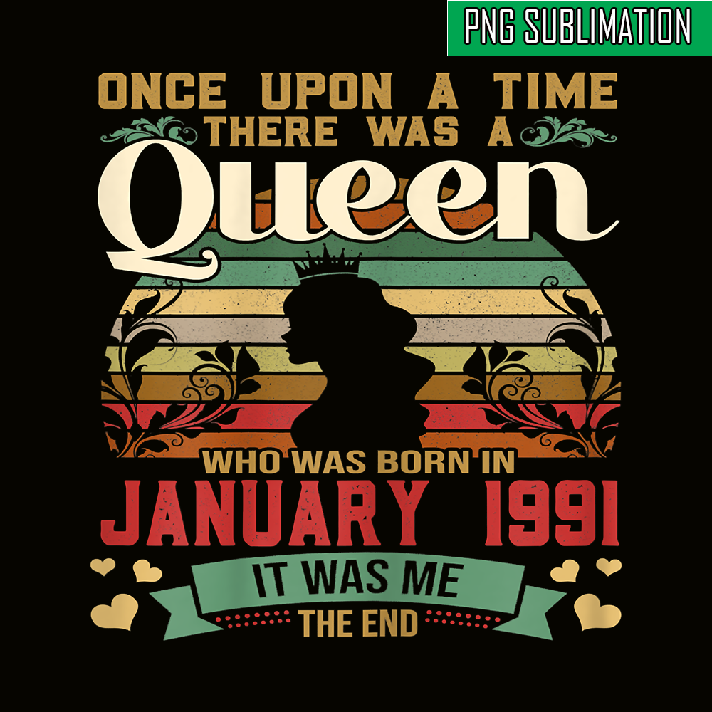 QUE30102331-Queen Was Born In January 1991 PNG, Birthday Girl PNG, Happy Birthday PNG.png