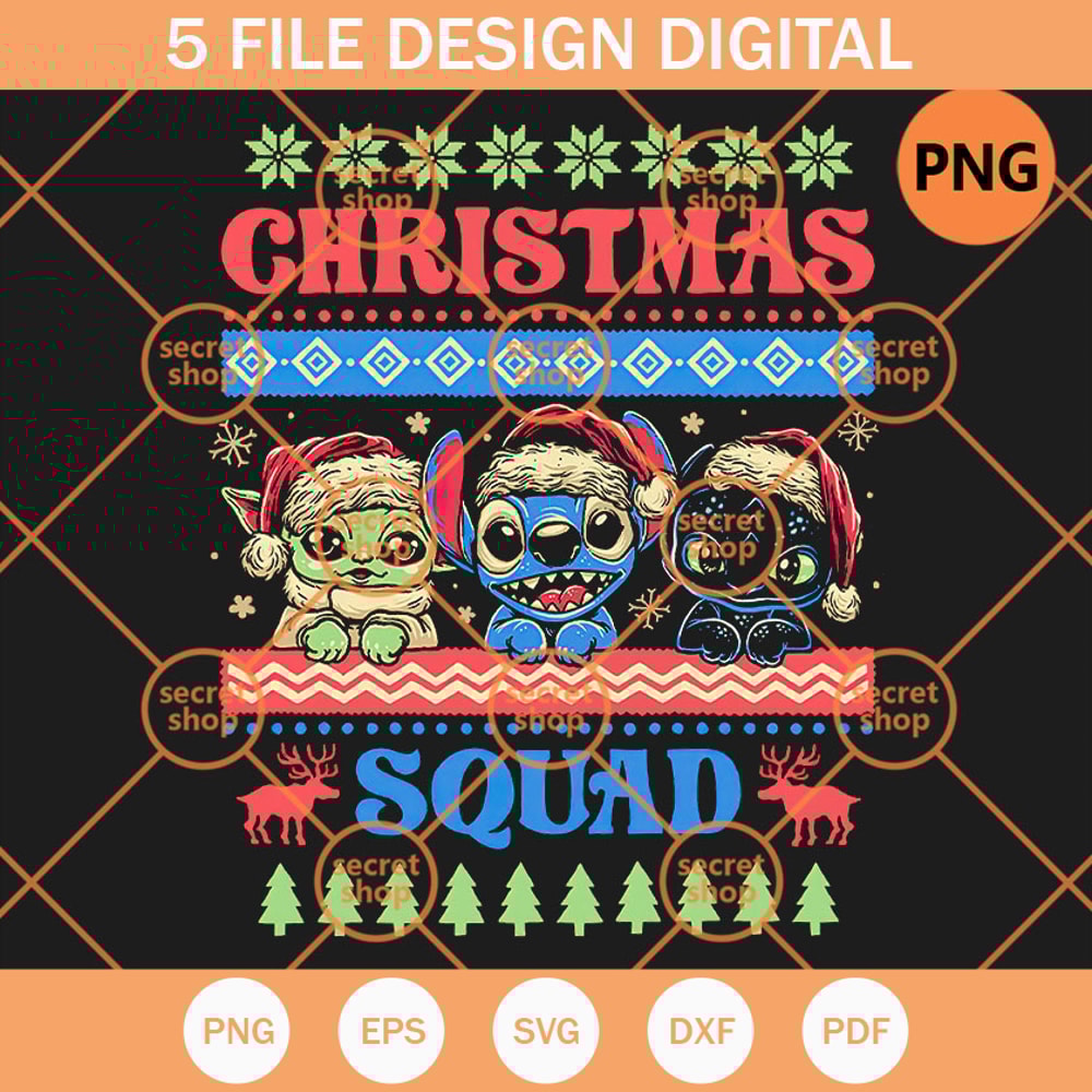 Disney Christmas Squad PNG, Christmas Santa Hat PNG, Cute Characters Cartoon PNG - SVG Secret Shop.jpg