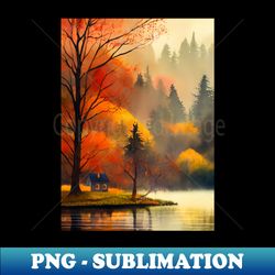 Colorful Autumn Landscape Watercolor 28 - Exclusive PNG Sublimation Download - Perfect for Sublimation Mastery