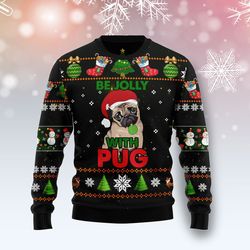 pug be jolly sweater, ugly christmas sweater for dog lovers