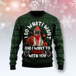pug i want sweater, ugly christmas sweater for dog lovers