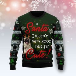 pug im cute sweater, ugly christmas sweater for dog lovers