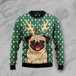 reindeer pug christmas sweater, ugly christmas sweater for dog lovers