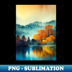 Colorful Autumn Landscape Watercolor 16 - Trendy Sublimation Digital Download - Perfect for Sublimation Mastery
