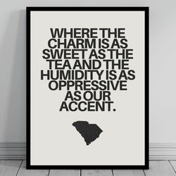 hilarious south carolina meme south carolina poster minimalist state slogan south carolina silhouette modern travel sc d