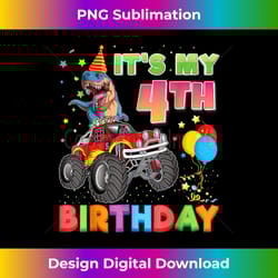 it's my 4th birthday 4 year old dinosaur monster car truck - minimalist sublimation digital file - spark your artistic genius