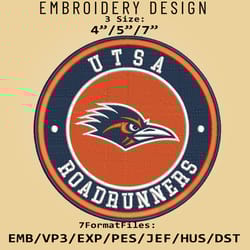 ncaa logo utsa roadrunners, embroidery design, embroidery files, ncaa utsa roadrunners, machine embroidery pattern