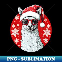 Llama With Christmas Hat Design Christmas Llama - Elegant Sublimation PNG Download - Perfect for Sublimation Art