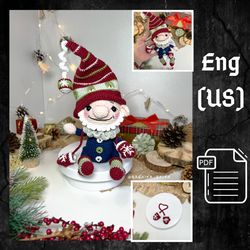 PDF Crochet Pattern Christmas Cute Gnome doll
